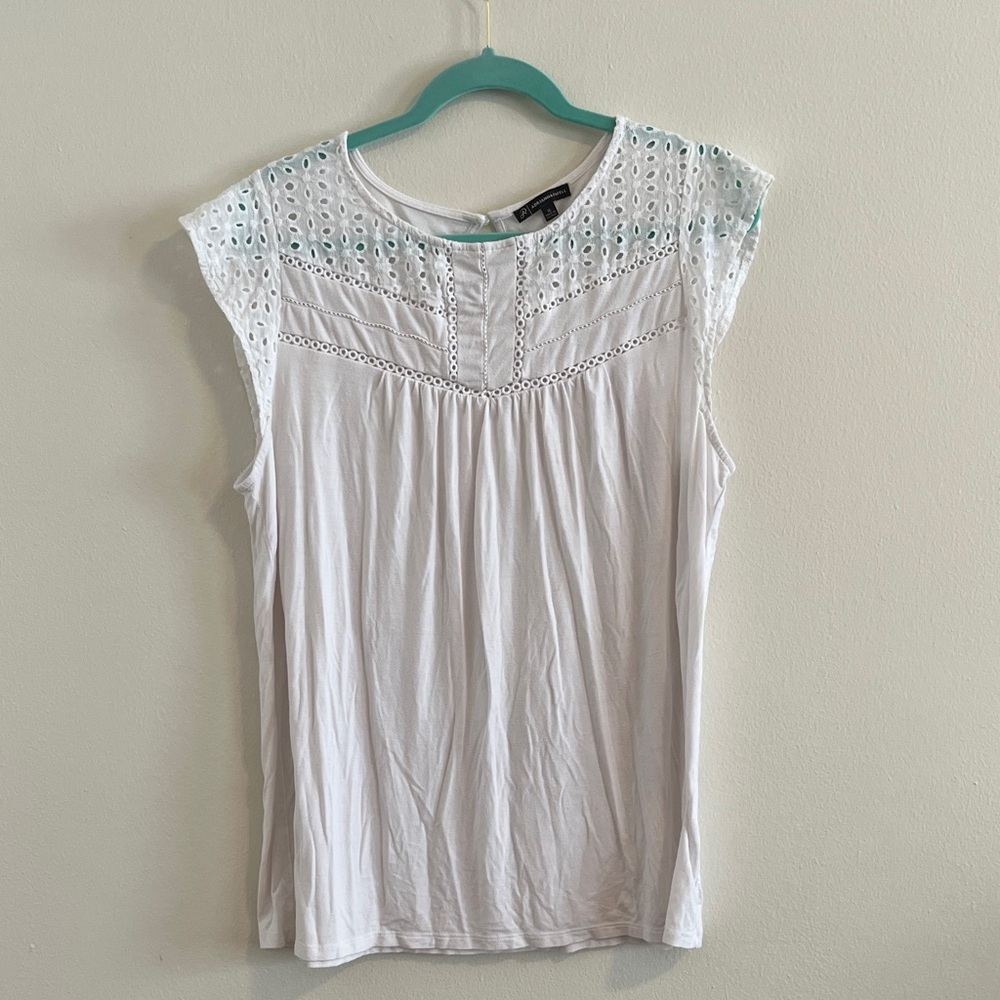 Adrianna Papell White Eyelet Blouse